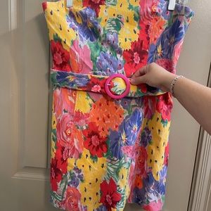 Amanda Uprichard floral mini dress with belt